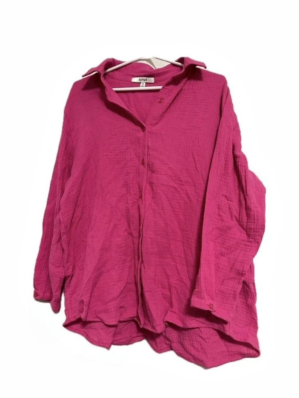 Sympli Button Front Shirt Pink Size Medium